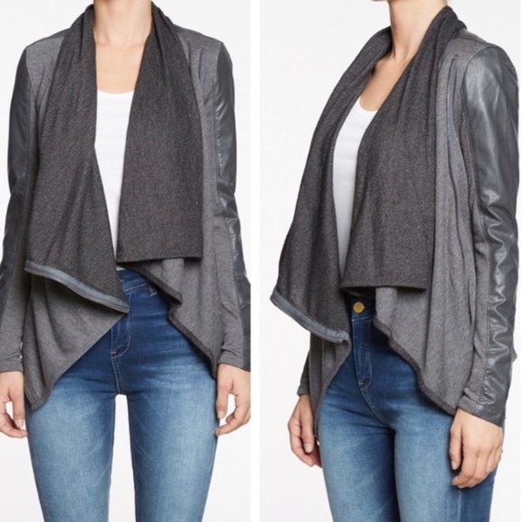 BLANK NYC Vegan Leather Moto Jacket XS Quiet Luxury Neutral Cozy - Picture 1 of 8